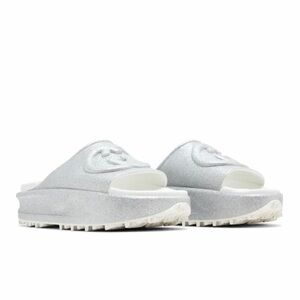 Gucci Interlocking G Platform Slide Silver Glitter